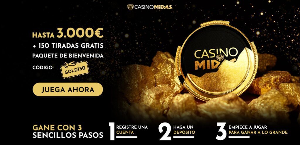 Casino Midas Bono hasta bonificación hasta $/€3.000 + 150 Tiradas Gratis