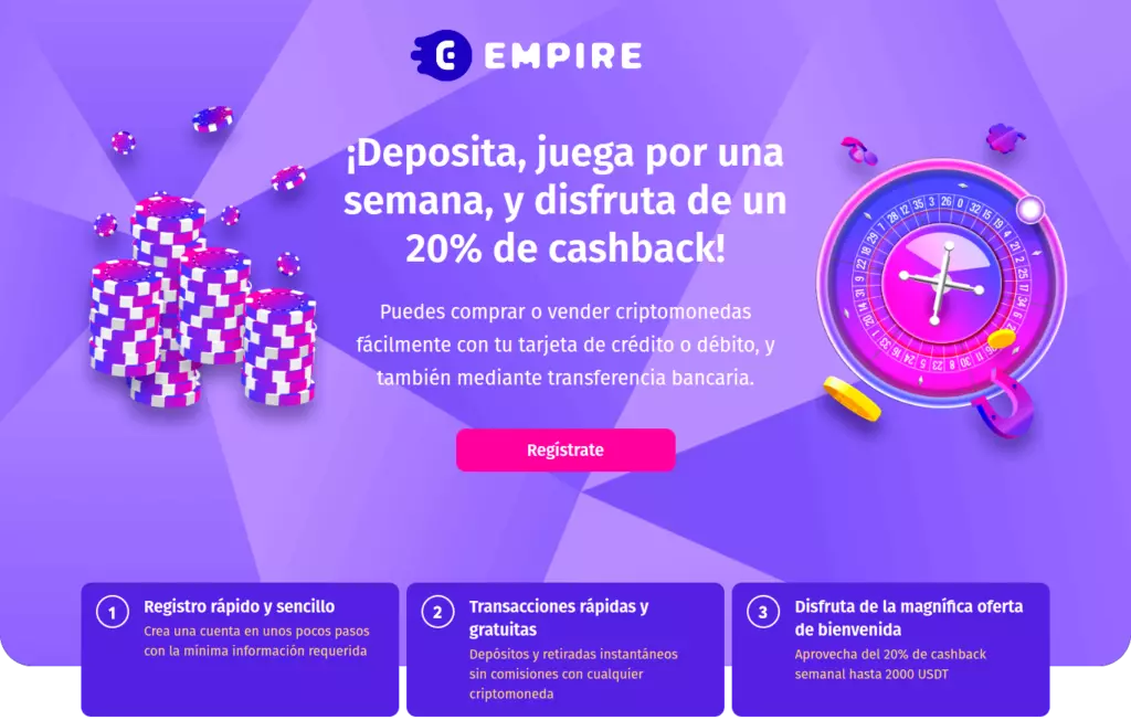 Empire.io Casino 20% de cashback