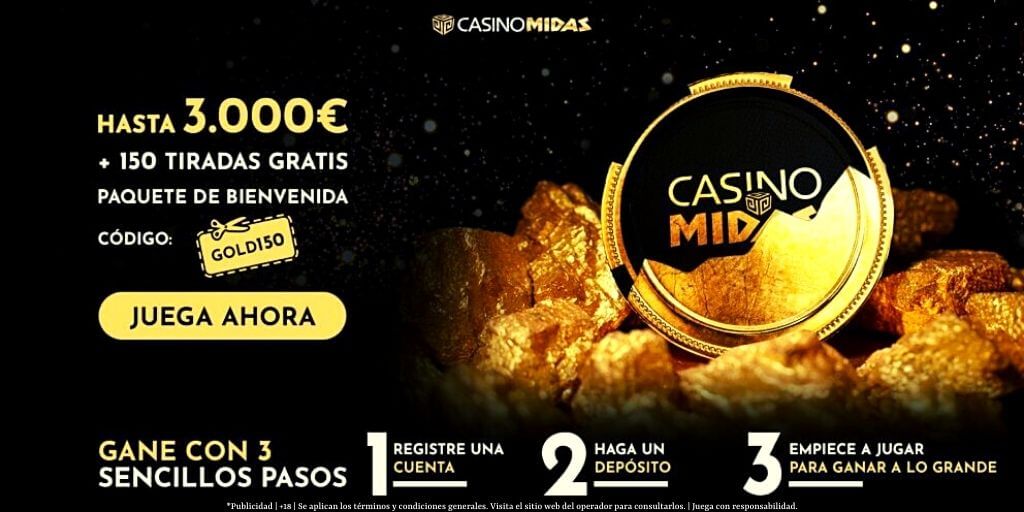 Casino Midas Bono de Bienvenida hasta $/€3.000 + 150 Giros Gratis