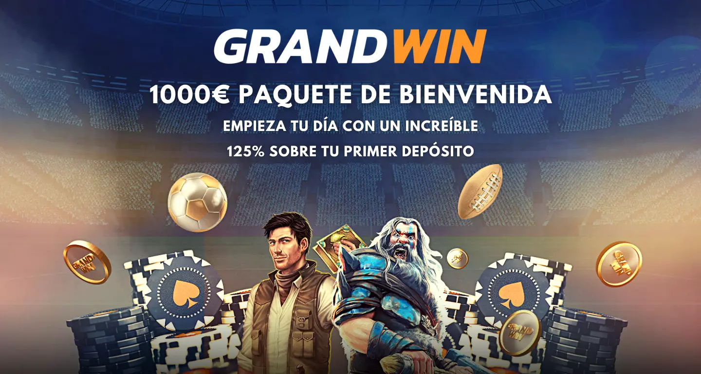 GrandWin Casino Paquete de Bienvenida hasta $/€1000 en 4 bonificaciones