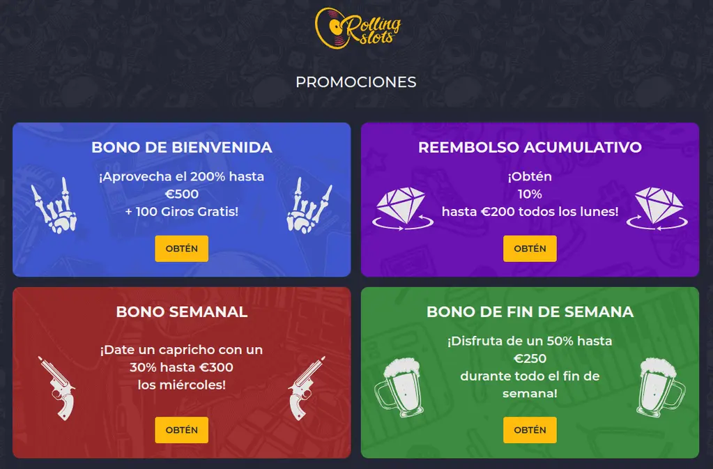 Rolling Slots Casino Bonos Semanales y Otras Promociones