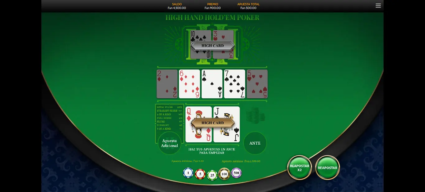 Revisión del juego High Hand Hold'em Poker de OneTouch Gaming