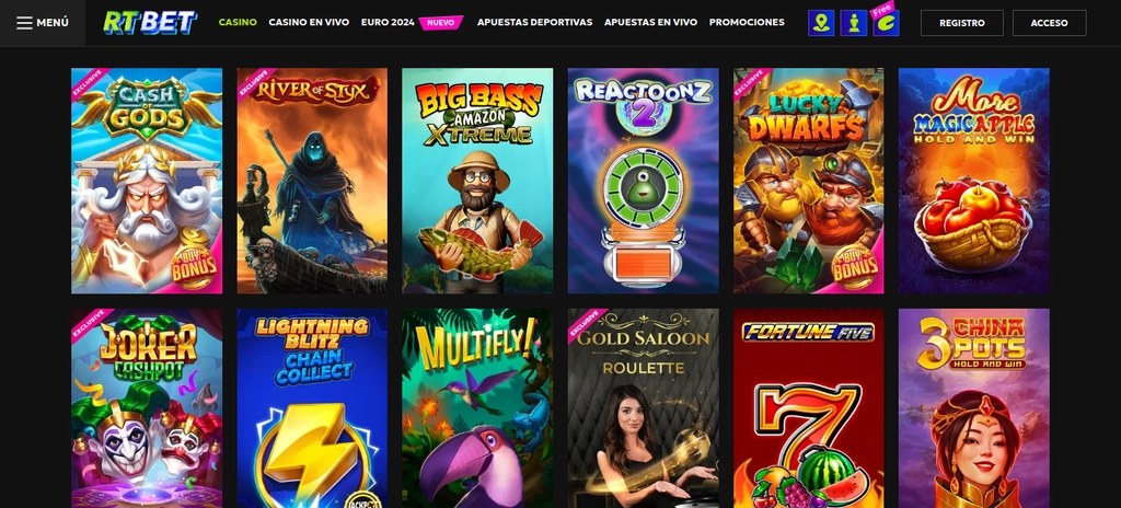 RTBet Casino Juegos y Tragamonedas