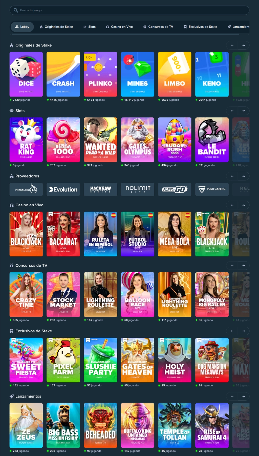 Stake.com Tragamonedas y Juegos de Casino