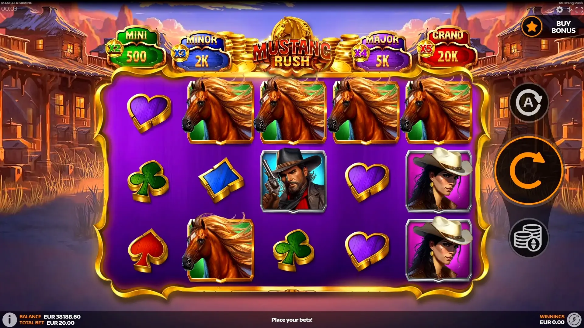 Revisión de la tragamonedas Mustang Rush de Mancala Gaming
