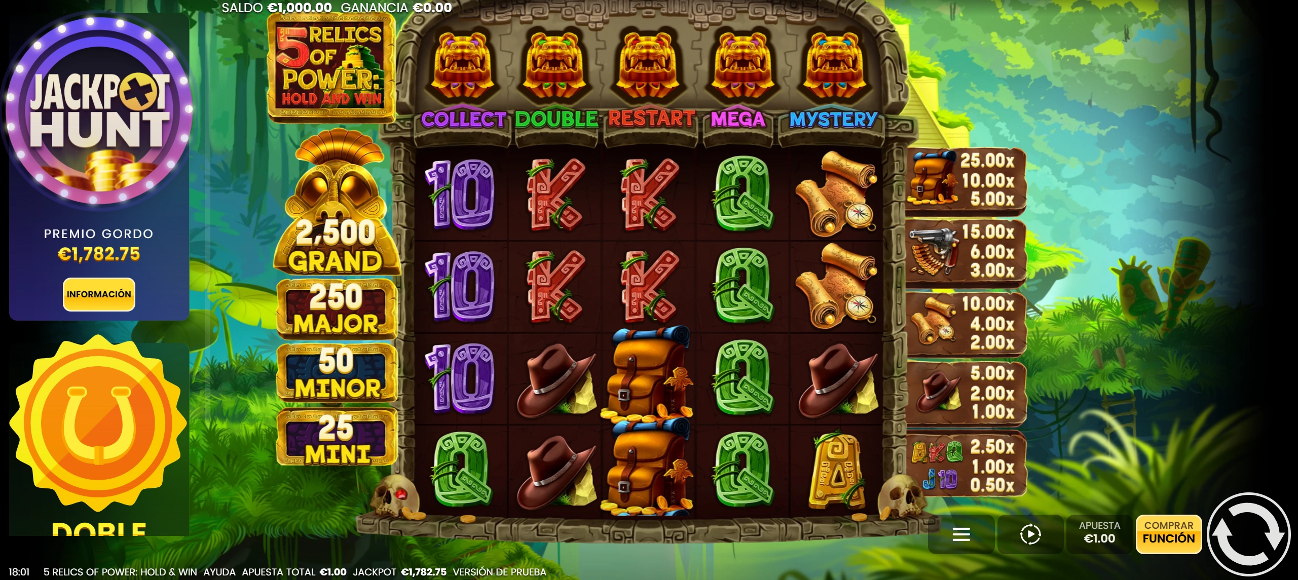 Tragamonedas 5 Golden Relics Hold & Win Reseña
