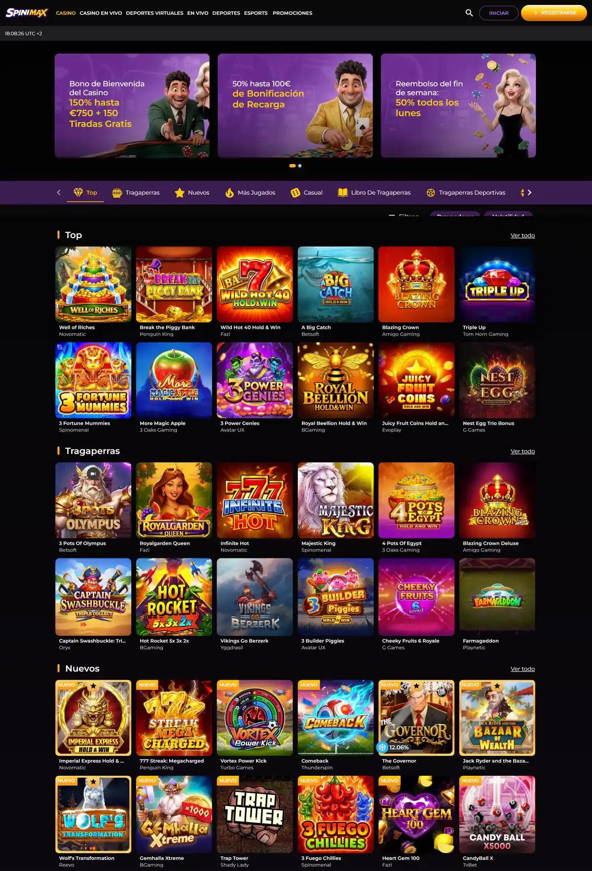 Spinimax Casino Tragamonedas y Juegos de Mesa