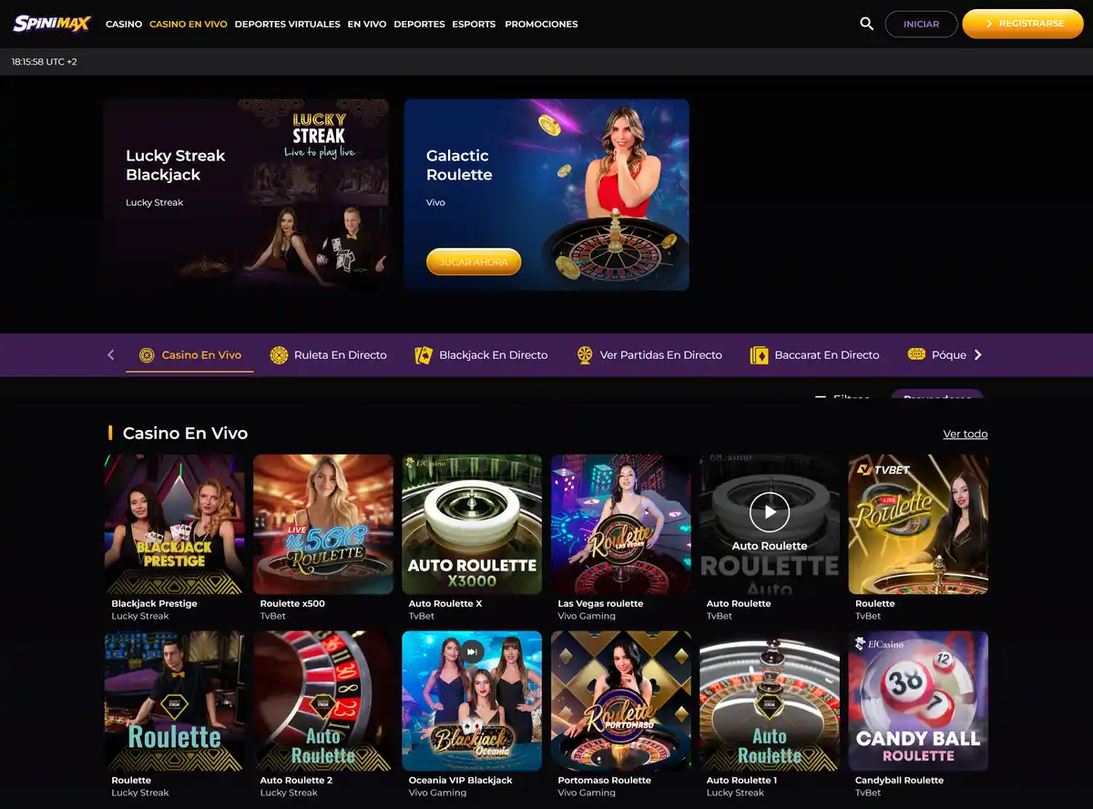 Spinimax Casino en Vivo